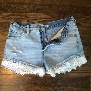 free people lace detail shorts